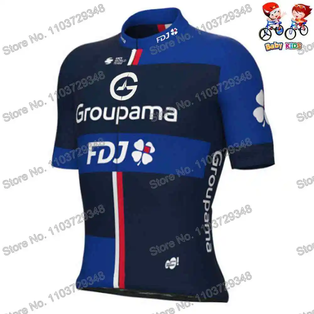 Kids FDJ Team Suez Cycling Jersey Set Summer Boys Cycling Clothing Road Bike Shirt Suit MTB Girls Bicycle Shorts Sportswear