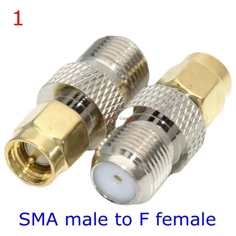 Coaxial Connector 2Pcs/lot SMA To F TV Female Male Straight RPSMA To F Quick Plug Adapter Brass Gold Plated
