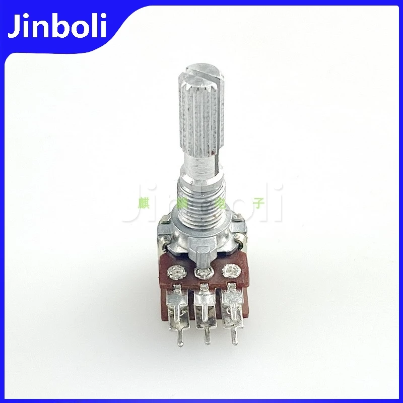 R1210G 12 Type B20K 6Pins Dual Speaker Amplifier Audio Treble And Bass Volume Potentiometer Flower Shaft Length 25mm 2PCS