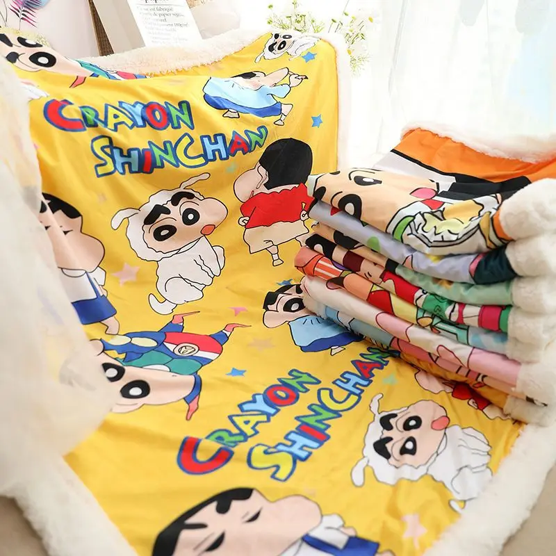 

Мультяшное одеяло Crayon Shin-Chan из ягненка, плюшевое одеяло для автомобиля, дивана, офиса, ланча, кондиционер, одеяло, одеяло для родителей и детей
