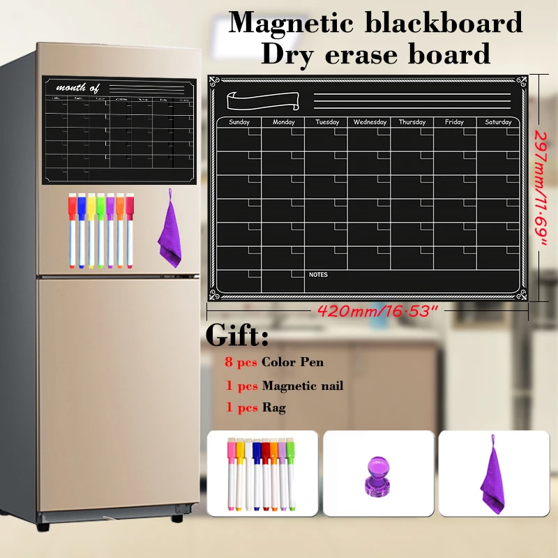 A3 사이즈 마그네틱 칠판 월별 플래너, 냉장고 스티커, 메시지 시트, 메뉴 보드, 칠판 레이블, 자석 테이블 