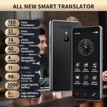 Business travel language translator device, ABS plastic, black, no WiFi needed with offline 150-language AI voice and photo tra 2