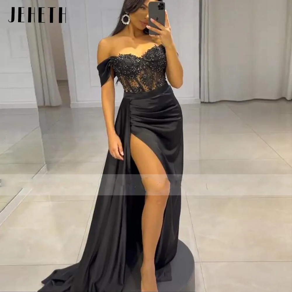 aliexpress black prom dress the little mermaid prom dress Lilly Black Sparkly Mermaid V Neck Beaded Satin Long Prom Dress Black / 18