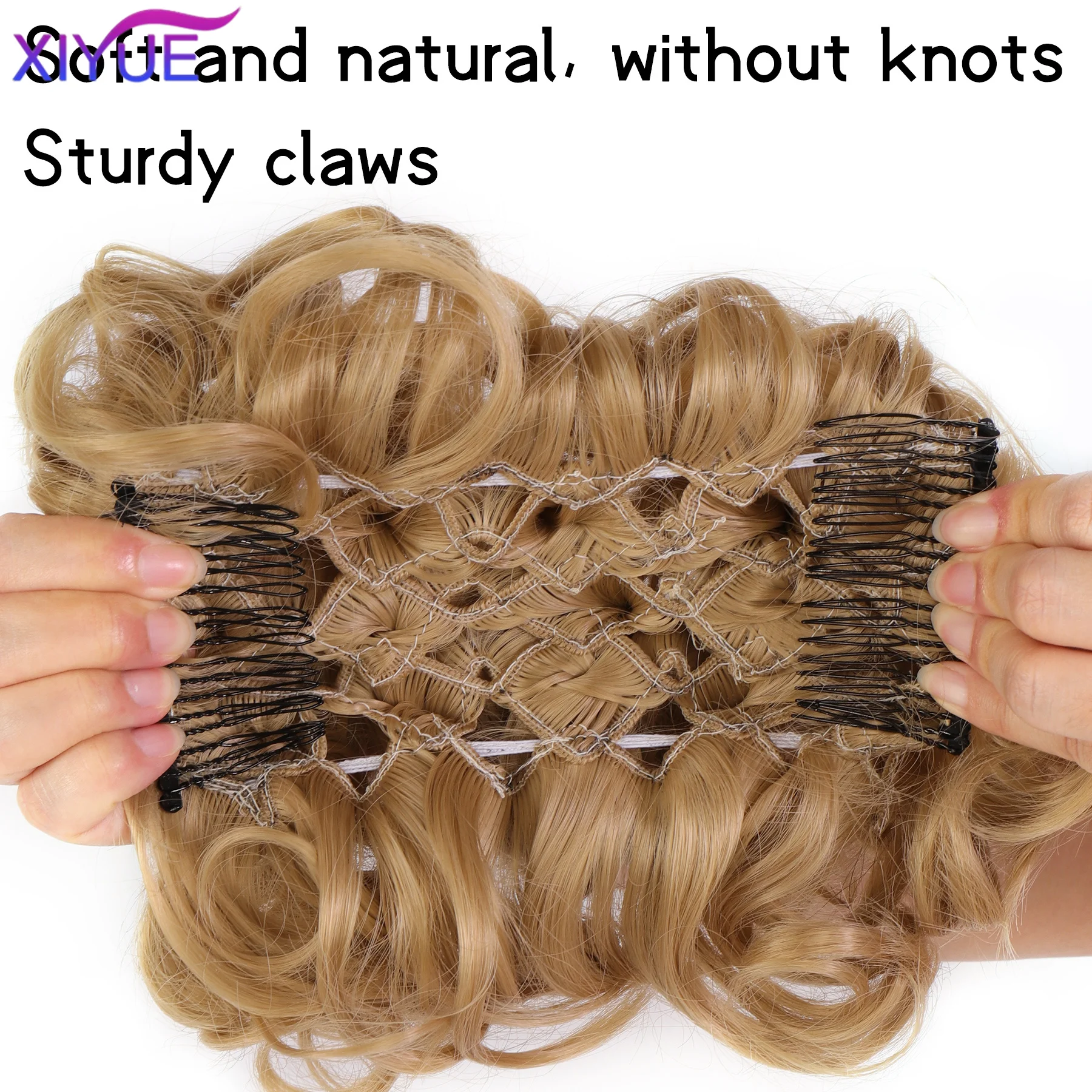 Bride Messy Big Hair Bun Curly Chignon with Comb Clips In Hair Tail Cover Ponytail Extension Synthetic Natural Fake Hair
