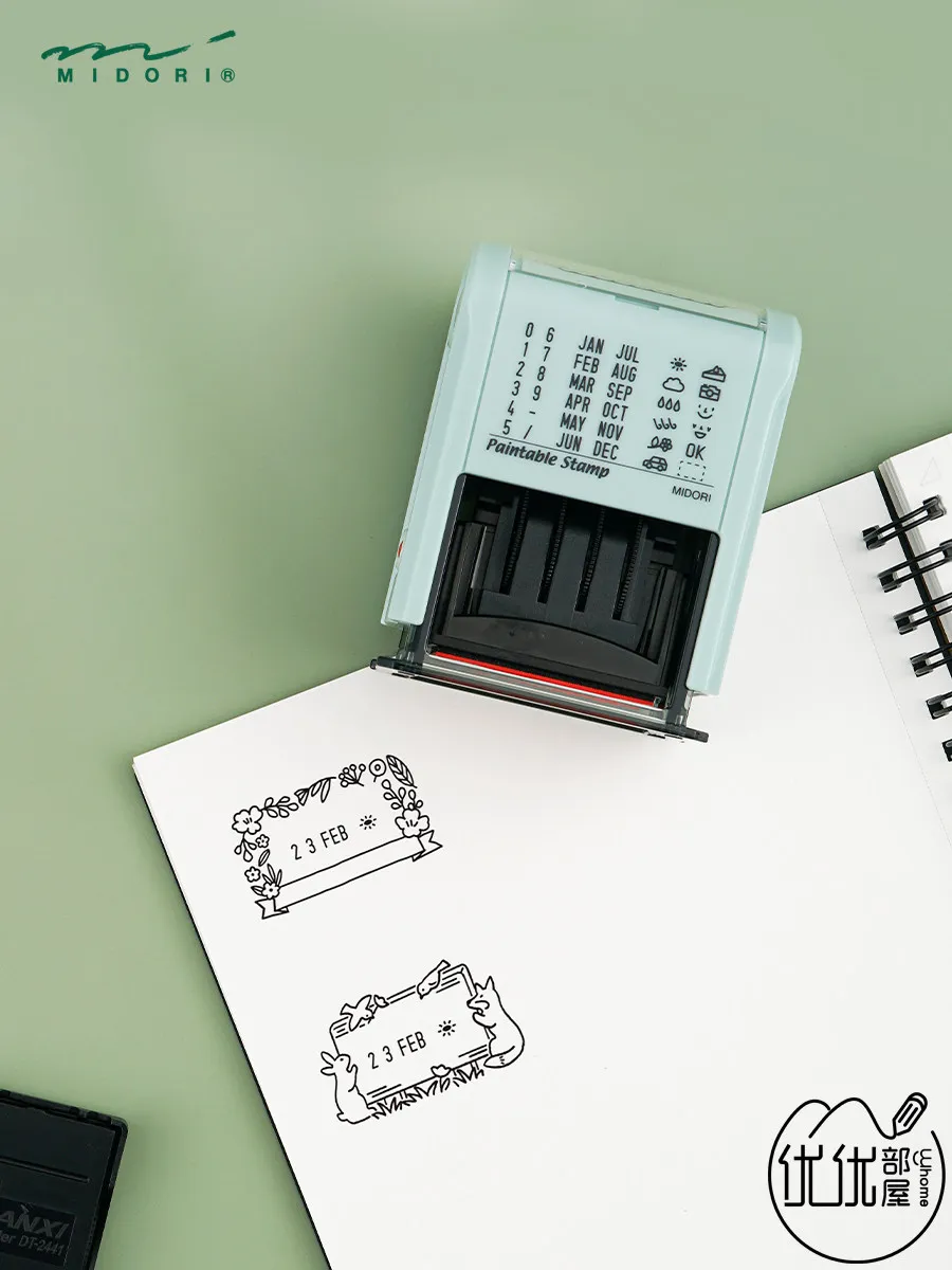 미도리 일본 롤링 스탬프 - 저널 및 장 회전식 날짜 스탬프 - 끝없는 창의력을 위한 리필 가능 잉크