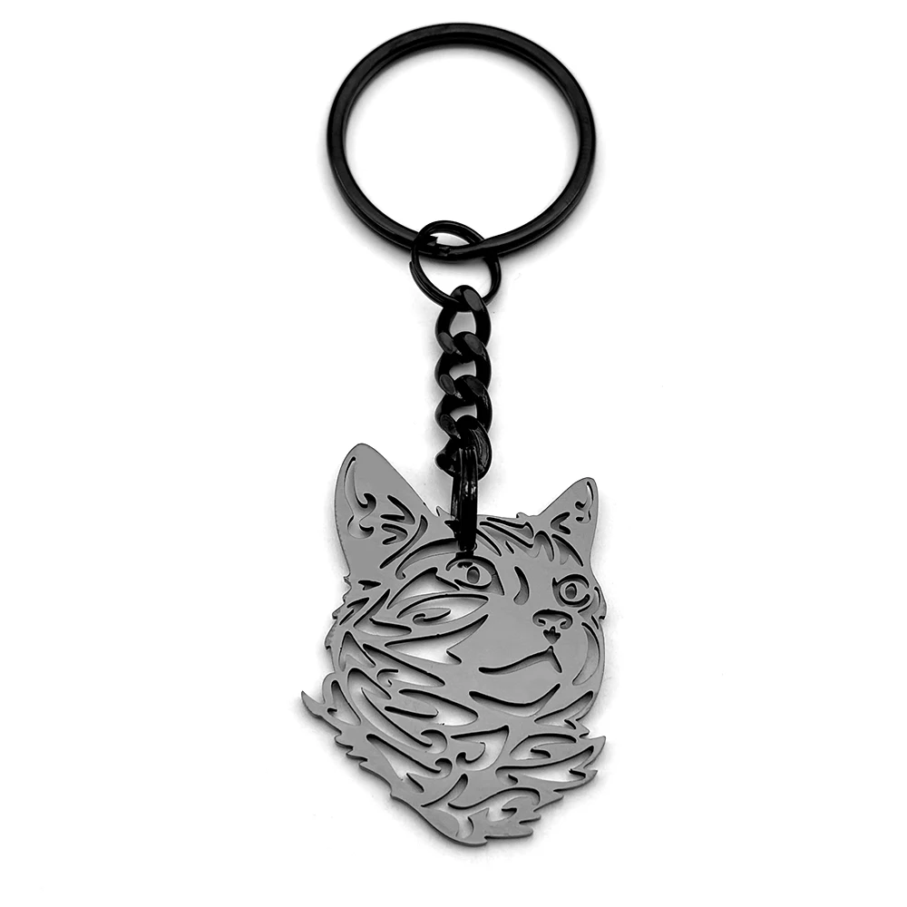 Schöne Kitty Katze Schlüsselanhänger Für Frauen Männer Edelstahl Silber Farbe Tier Haustier Liebhaber Schlüsselanhänger Tasche Hängen Schmuck Geschenke – Detail 10
