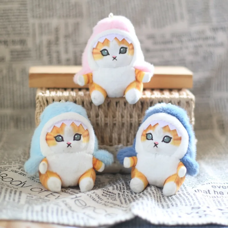 

12cm Shark Fried Shrimp Cat Plush Doll Anime Peluches Cartoon Backpack Pendant Charm Pendant Keychain Stuffed Animals Wholesale