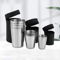 2025 4Pcs Outdoor Travel Stainless Steel Cups Mini Glasses for Whisky Wine with Case Portable Drinkware 30ml/70ml/170ml 3