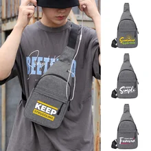 

2022 Men's Shoulder Bag Canvas Sport Crossbody Trend Outdoor Chest Bag for Men Phrase Pattern Printed Mobile Phone Chest Bags