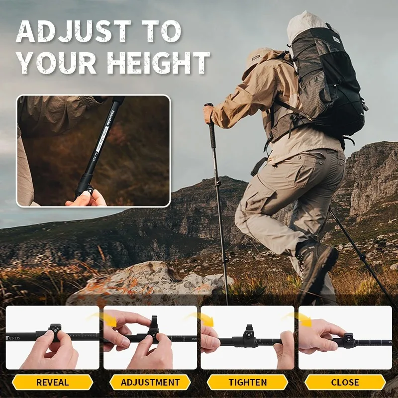 Naturehike-Ultralight Trekking Folding Pole, Hiking Sticks