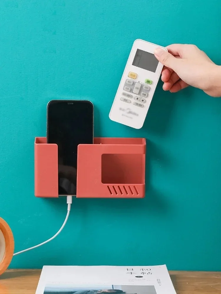 Universal Mobile Phone Charging Holder Wall Mounted Non-Punching Box Rack TV Air Conditioning Remote Controller Storage_voghion.com