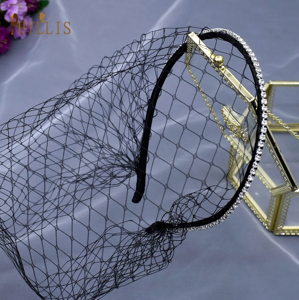 JM06 Handmade Birdcage Veil Rhinestone Headband Fascinator Hat Vintage Wedding Bridal Headpiece Hairbands Party Hair Accessories