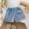 Girls Short Jeans 2025 Summer High Waist Pocket Loose Thin Denim Kids Girls Shorts Cartoon Versatile Children Girls Shorts 4