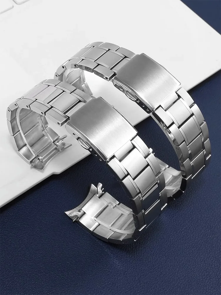 Фото Ремешок из нержавеющей стали для часов Casio MTP-1374 Series, изогнутый ремешок для часов, 22 мм, мужской браслет №4
