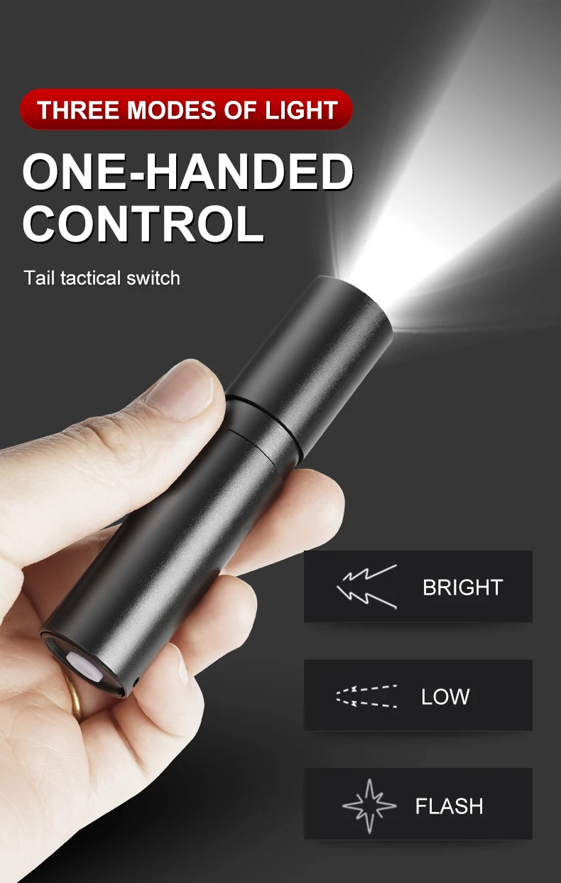 Description Picture 2 of itemMini Telescopic Zoom Flashlight Portable 3 Mode Torch Rechargable Pocket Flashlight Outdoor Night Emergency Camping Torch Lamp