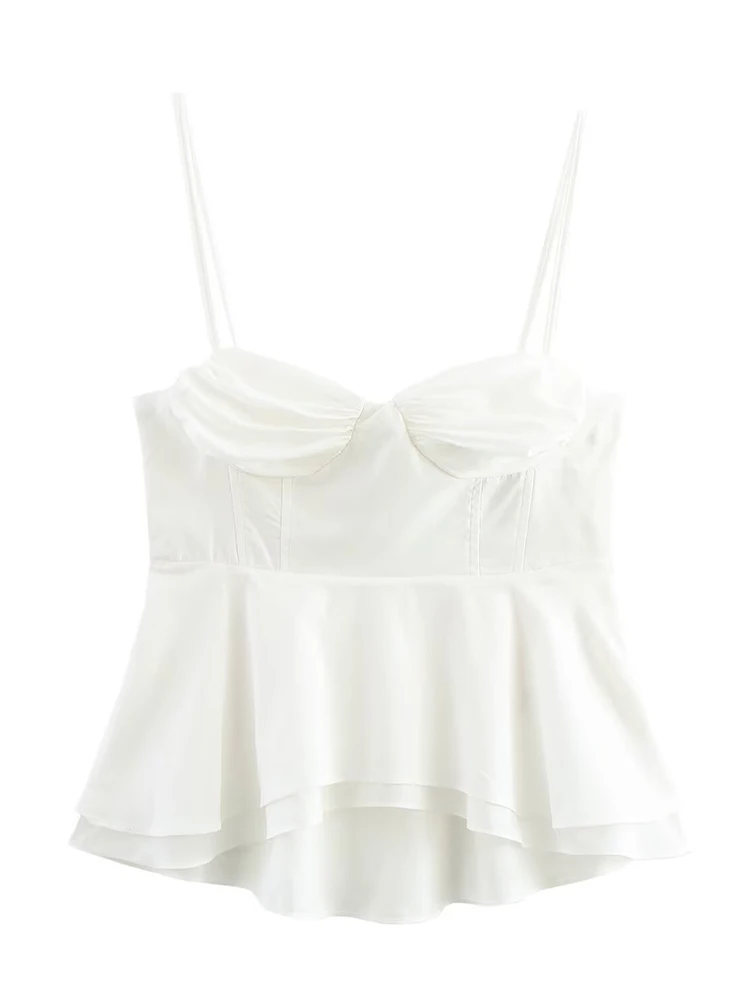 TFMLN Fashion Sweet Whit Camisole For Women's Sexy Sleeveless Ruffle Slim Bra Solid Color Streetwear Y2k Women's Tops Camisole