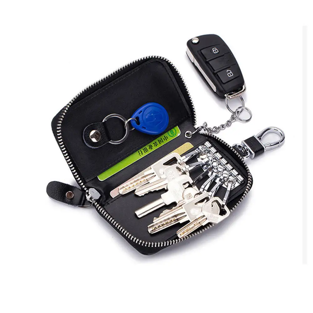 Men Leather Zipper Key Case Fashion Multifunctional Car Key Organizer Card Bag Wallet Keychain Split Wallet Holder Organizer key case key holder key organizer key purse