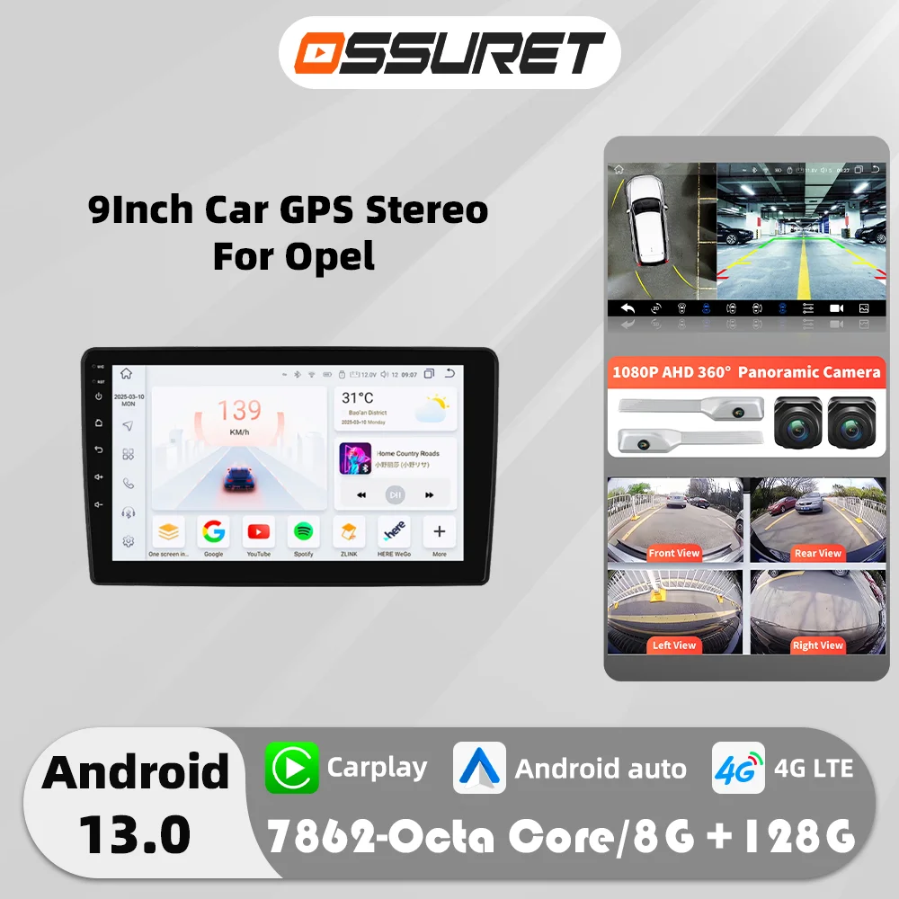 Autoradio Android Carplay de 9 pulgadas para Opel Astra H 2004 Antara Corsa C D Meriva Zafira Vivaro Combo Vauxhall Holden Multimedia 1