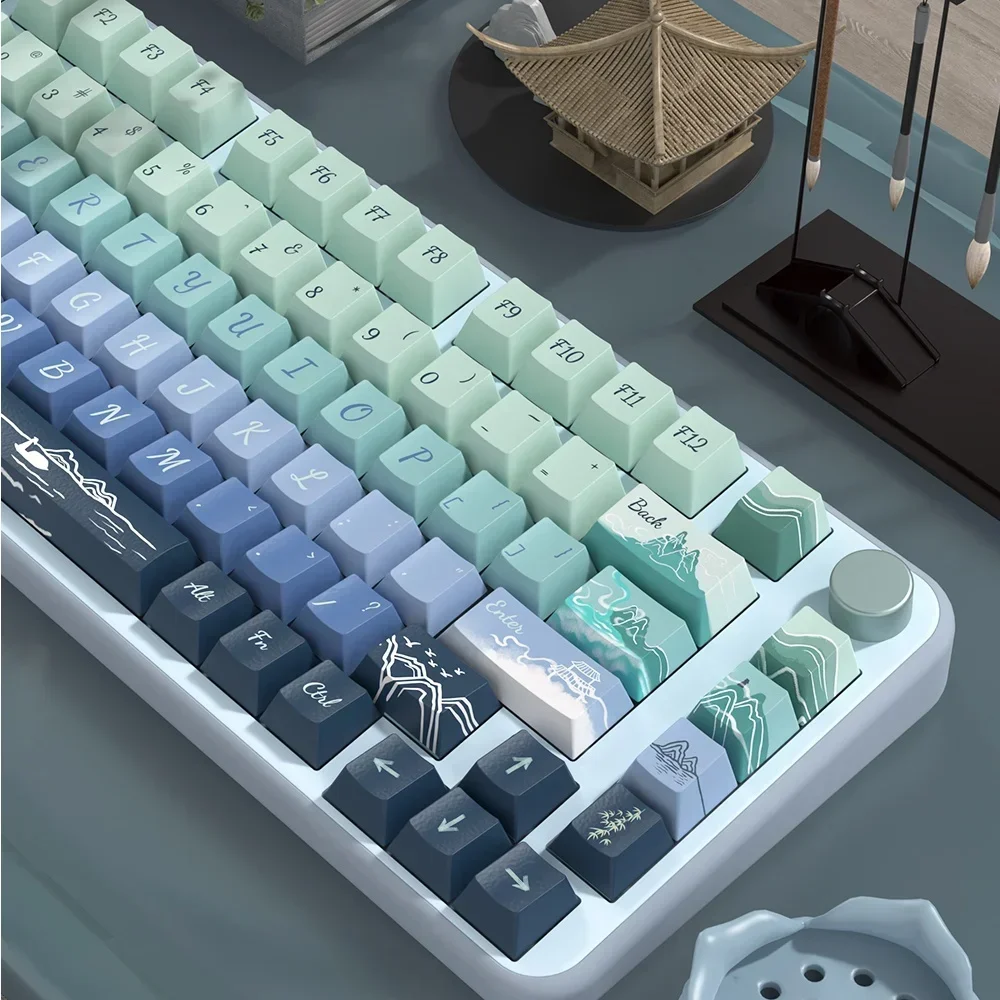 

Listen To The Wind Without Worries Keycap 138/158Key Cherry Profile Chinese Style Keycap Ancient Style Keyboard Keycap for Diy