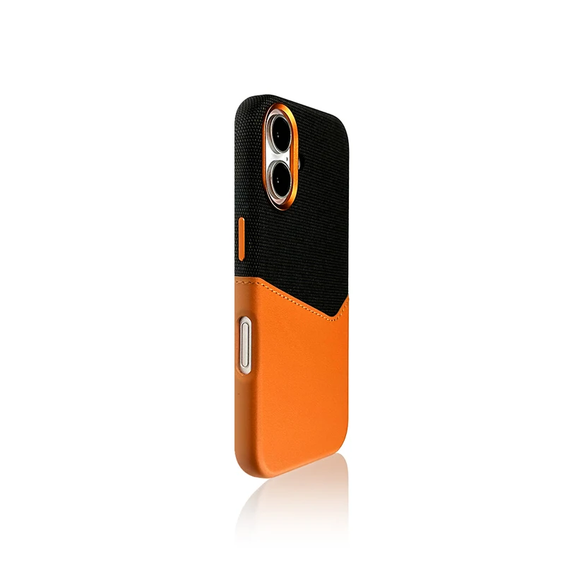 Trendy Flax Leather Wireless Charging MagSafe Phone Case with Hit Color Card Pocket