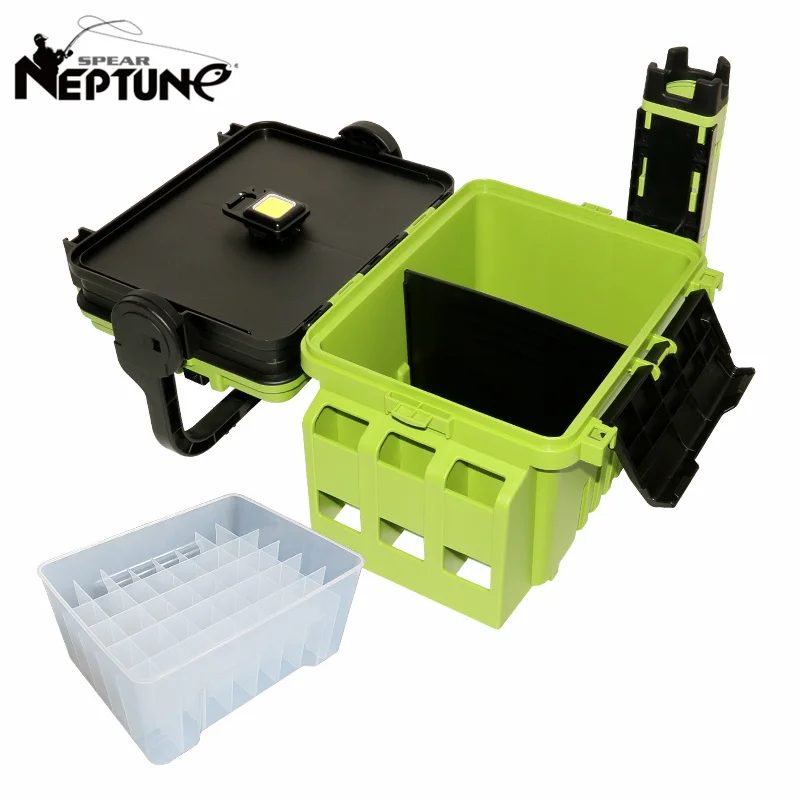 New Fishing Tackle Box Rod Lure Storage Organizer Box Squid Jig Octopus Egi  Plastic Tool Case With Lights Carp Accessories Boxes