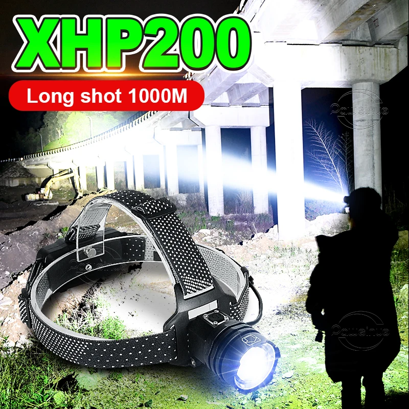 8000000LM 500W LED potente faro USB recargable cabeza linterna 5000 metros  LED faro Zoom cabeza lámpara