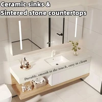 Bathroom Furniture Full Set Vanity With Sink Modern Bathroom Cabinet And LED Intelligent Defog Mirror Cabinet Set Large Storage 6