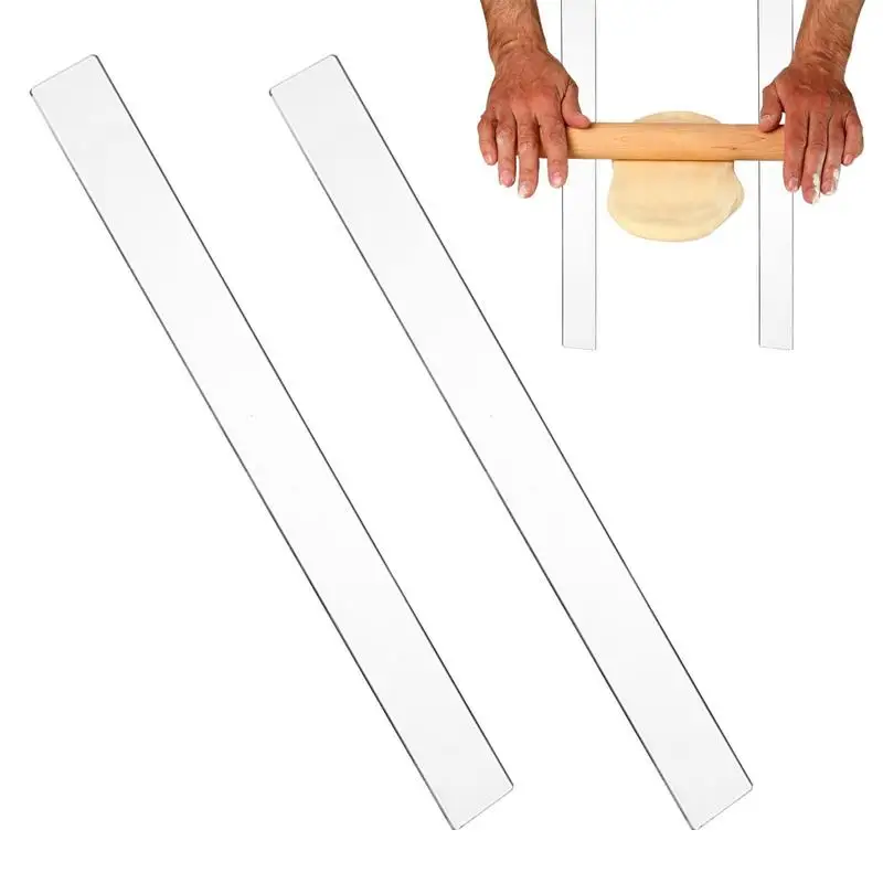 

2pcs Rolling Pin Guides For Dough Thickness Rail & Clay Pottery With Spacers And Baking Ruler Measuring Dough Strip Pasta Supply