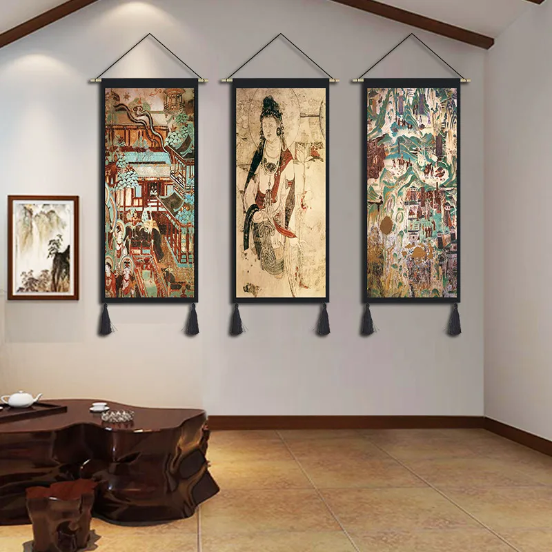 

Dunhuang Murals Tapestries Ethnic Style Bedroom Walls Fabric Paintings Wall Coverings Chinese Homestays Room Decor Aesthetic