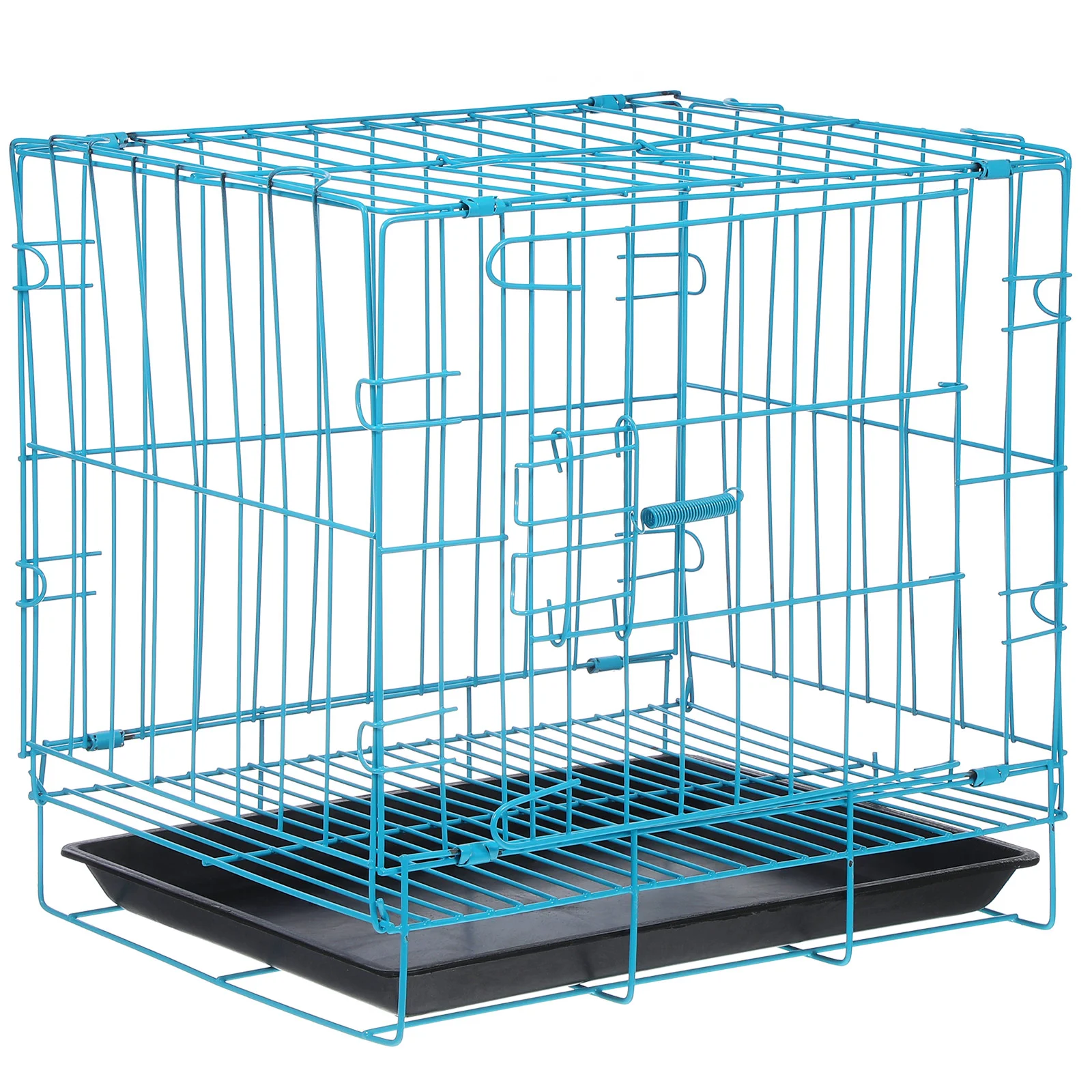 

Folding Metal Crate, Cage Crate with Removable Tray, Wire Kennel Cage Segregation Cage Crate ( Blue, )