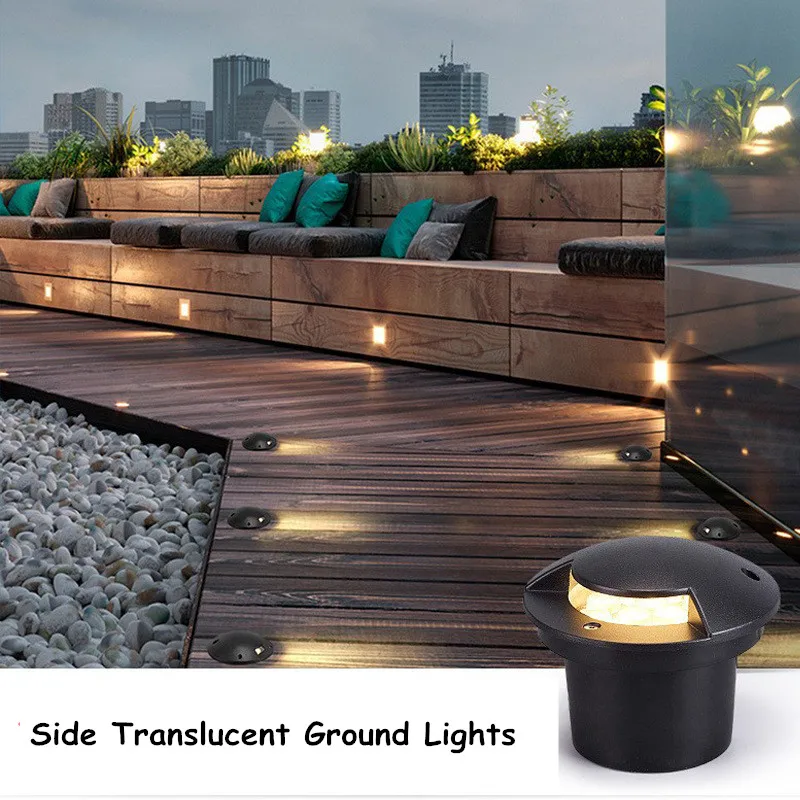 Side Translucent Underground Light Embedded Led Ground Lamp Spotlights Outdoor Waterproof Floorlight Patio Decking Flooring 3w