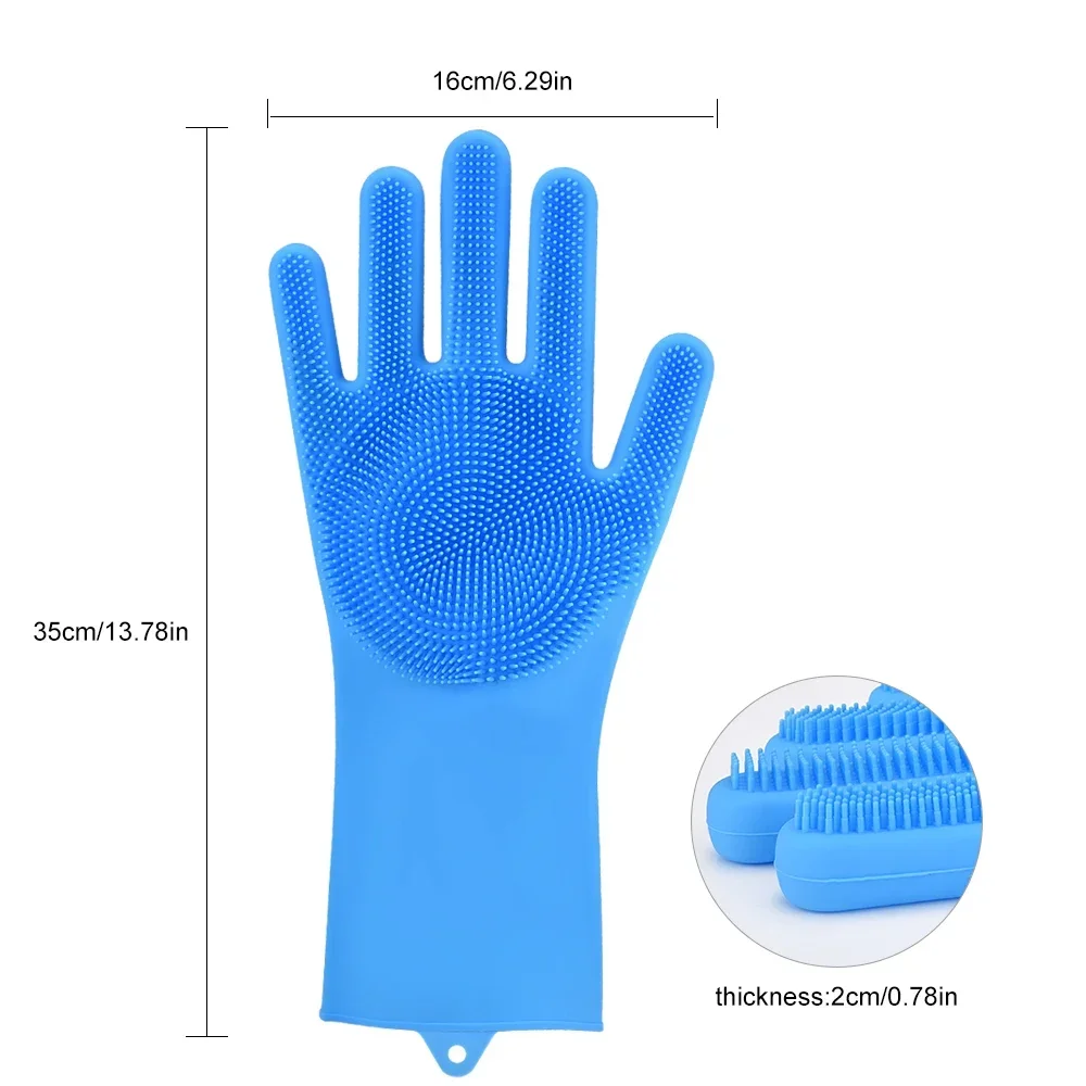 Dishwashing Gloves 2 pcs Latex Dishwashing Gloves Silicone Scrubber Gloves Eco-Friendly Household Home Cleaning Car Pet Caring Helper Sponge