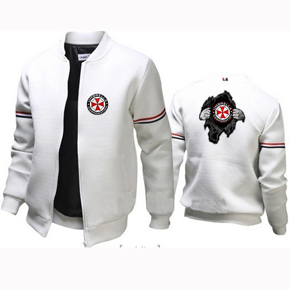 2024 Spring Autumn Umbrella Corporation Logo Printed Fashion Stand Collar Casual Coat Men's Cardigan Zipper Cotton Flight Jacket 11 S3a3a23b35e11483da24ceb8ff686c22eQ