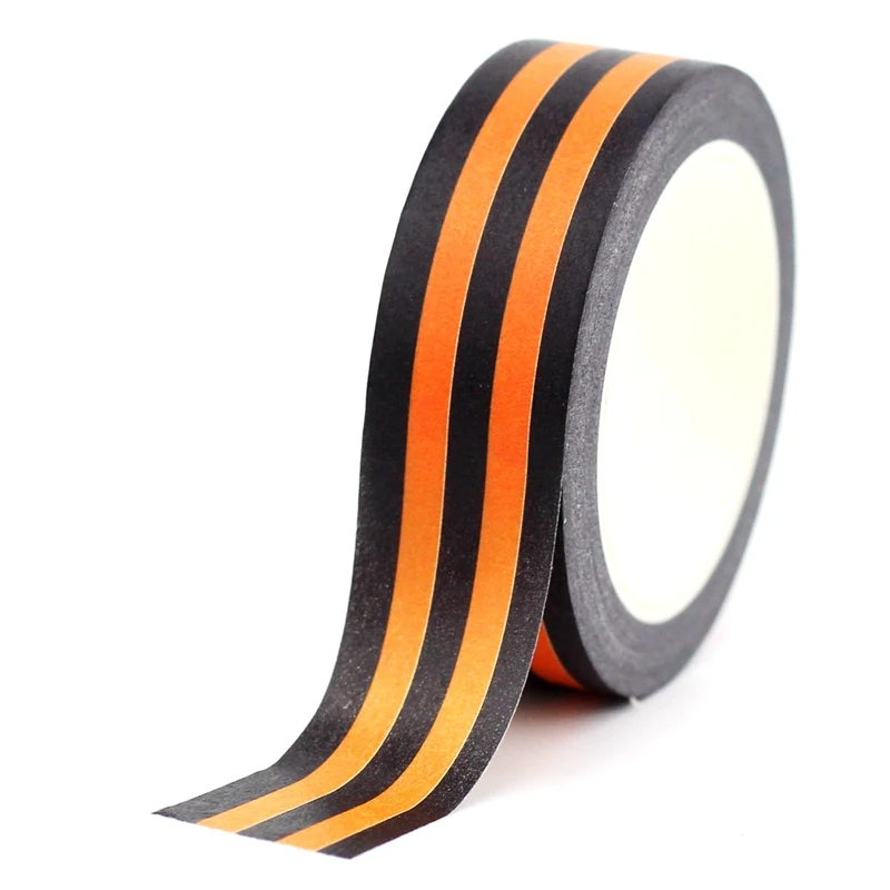 

1PC 10M Decorative Orange Stripes Halloween Washi Tape DIY Journaling Adhesive Masking Tape office supplies cute papeleria