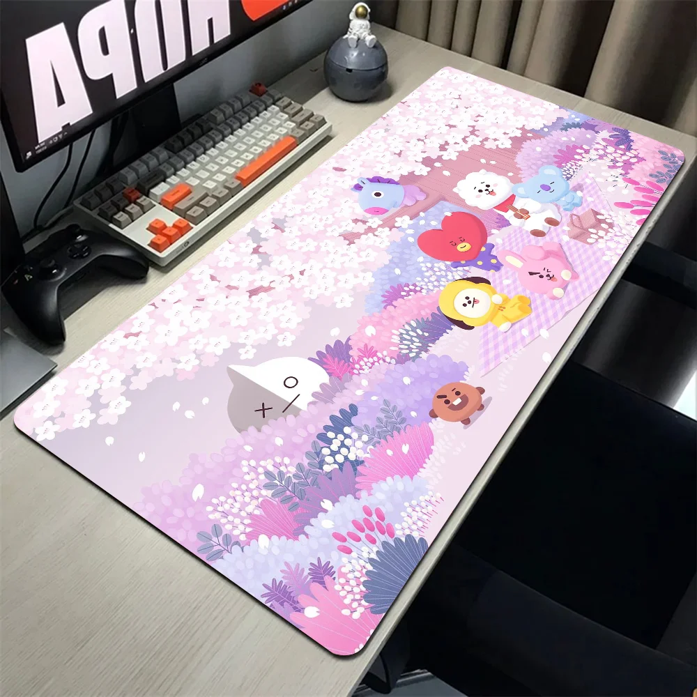1pc-B-BTS-bt21 Floor Mat Mouse Mat Desk Mat With Pad Gaming Accessories Prime Gaming XXL Keyboard Pad Padding Mat 4