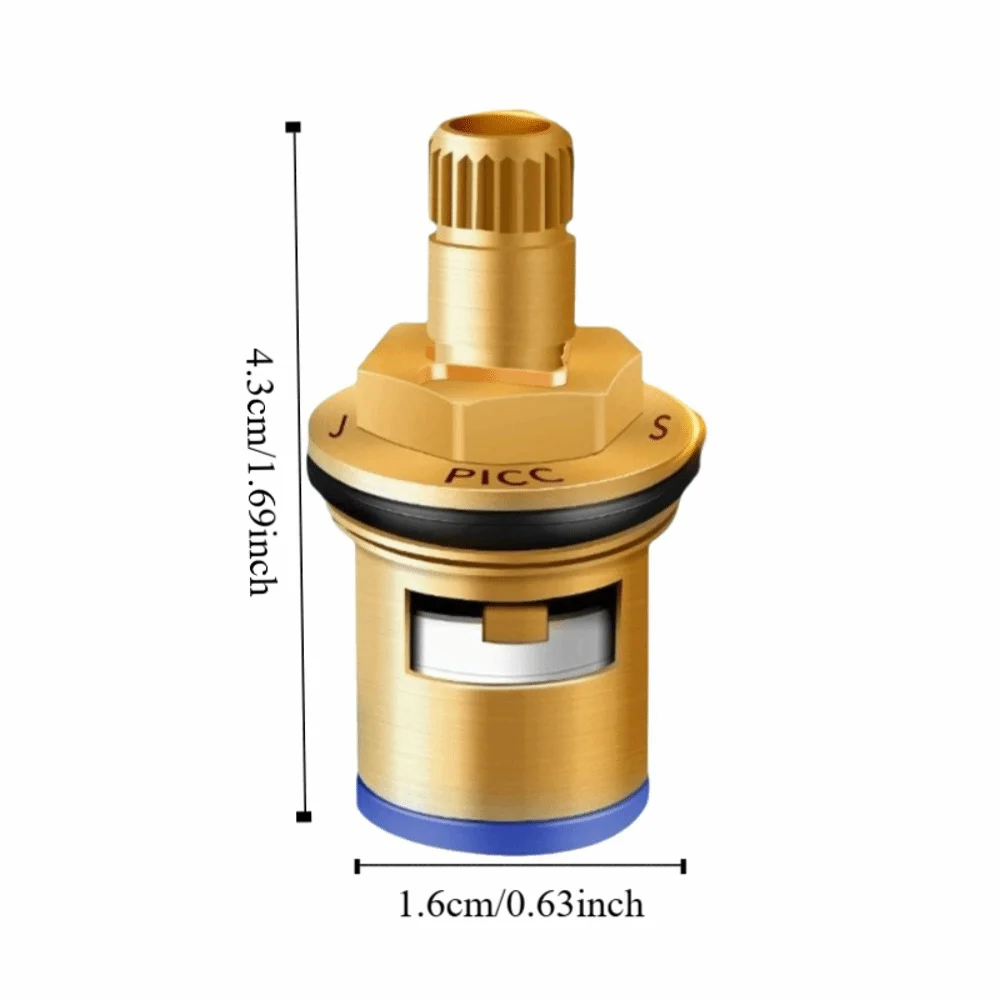 Brass Material Faucet Valve Core Threaded Design Ceramic Valve Faucet Cartridge Durable Copper Construction Faucet Inner Valve