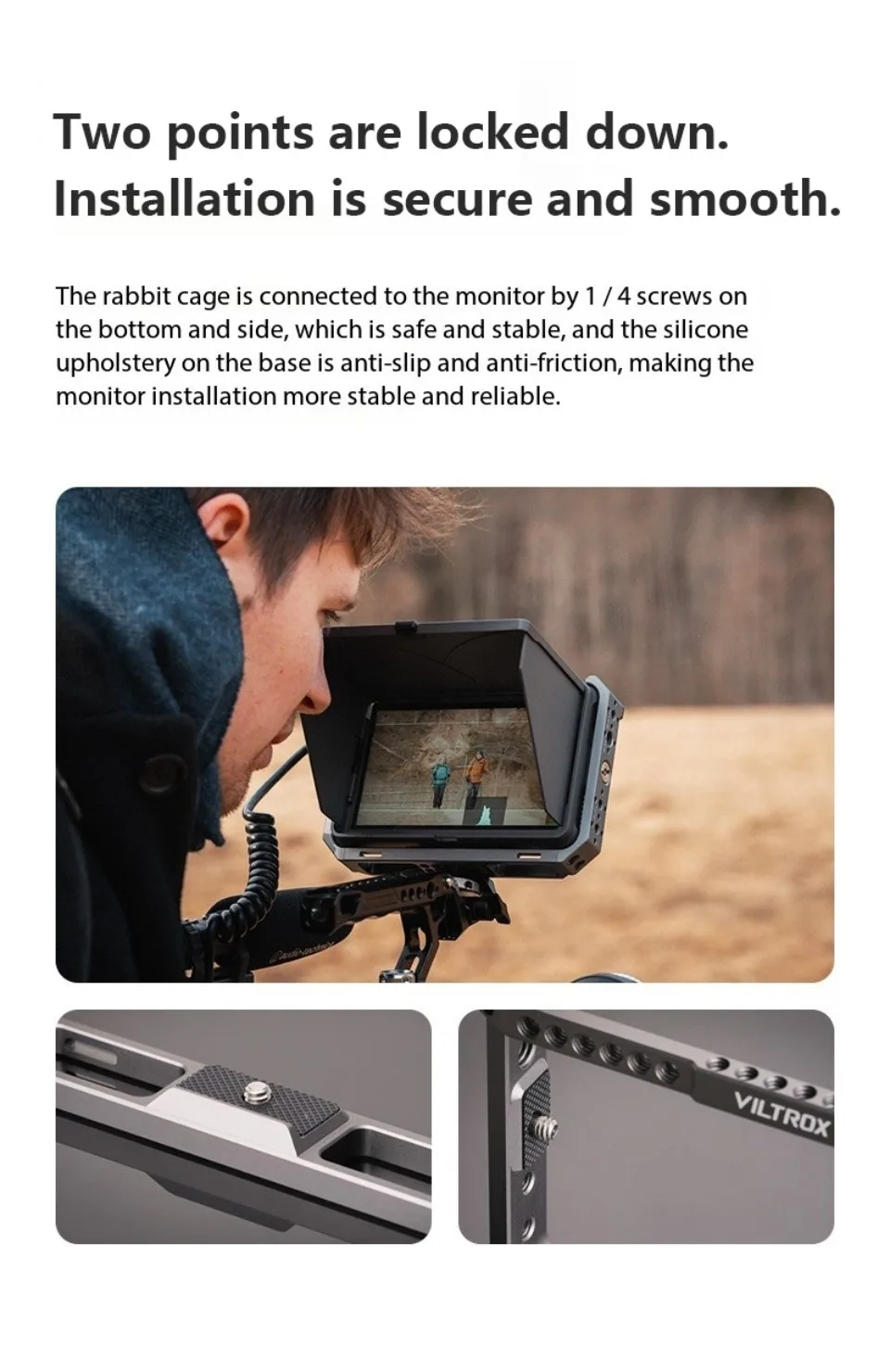 Video Monitor Rig Cage for DC-X2/DC-X3 Video Field Monitor with 1/4 Screw Hole f