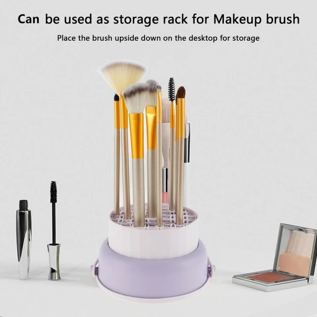 3 in1 Makeup Brush Cleaning Bowl Beauty Brush Drying Rack Portable Travel Makeup  Brush Scrubber with Silicone Handle - AliExpress