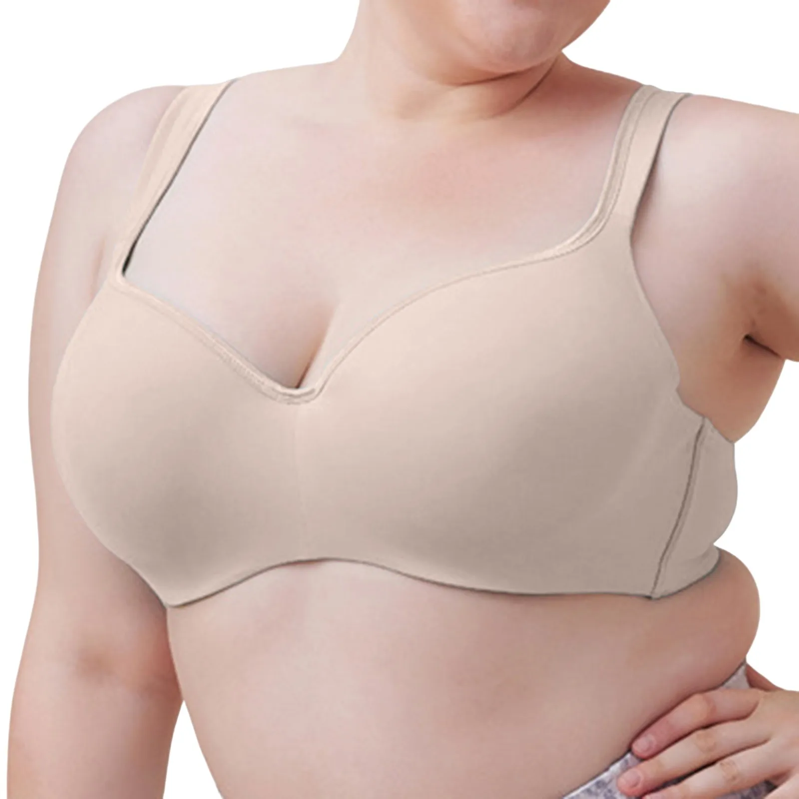 

Women Comfortable Sexy And Traceless Large Size Gathered Chest Anti Sagging Underwear Solid Color No Steel Beauty Back Ring Bras