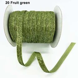 Multicolor Shimmer Glitter Velvet Ribbon for DIY Crafts and Decorative Wrapping (20 fruit green)