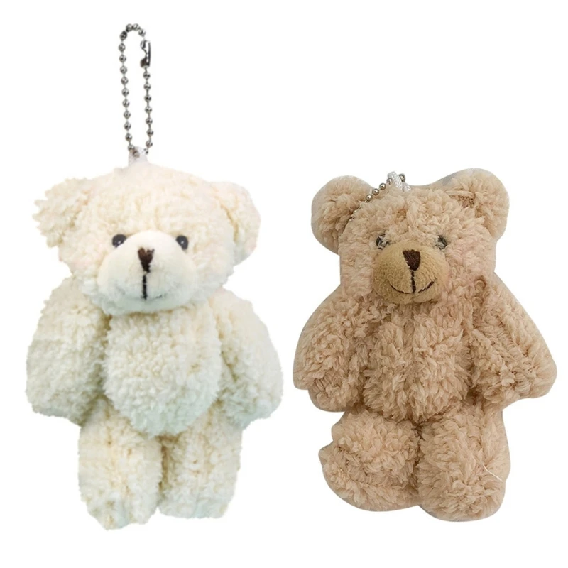 Mini Bear Schoolbag Pendant Keychain Furry  Charm for Toy Machine Dropship