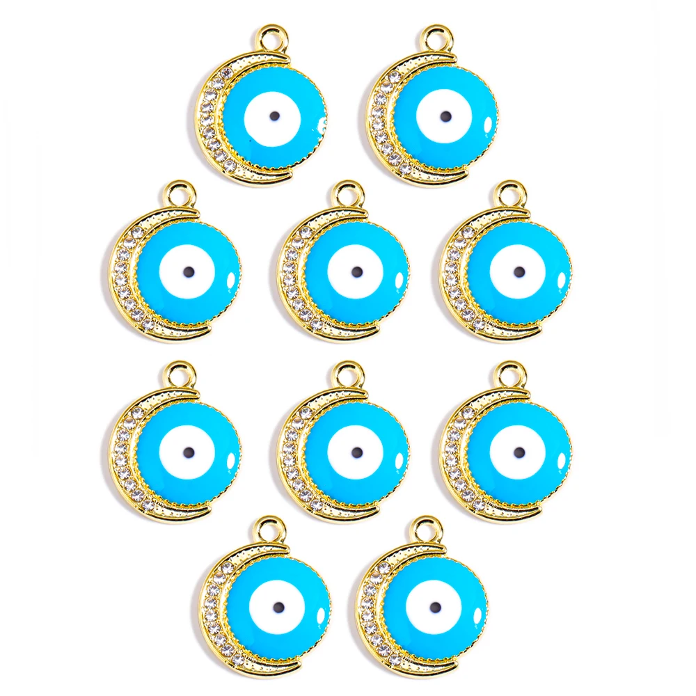 15 Teile/satz Kristall Mond Teufel Auge Emaille Legierung Anhänger Charme Für Schmuck Machen Erkenntnisse DIY Halsketten Ohrringe Liefert – Detail 10