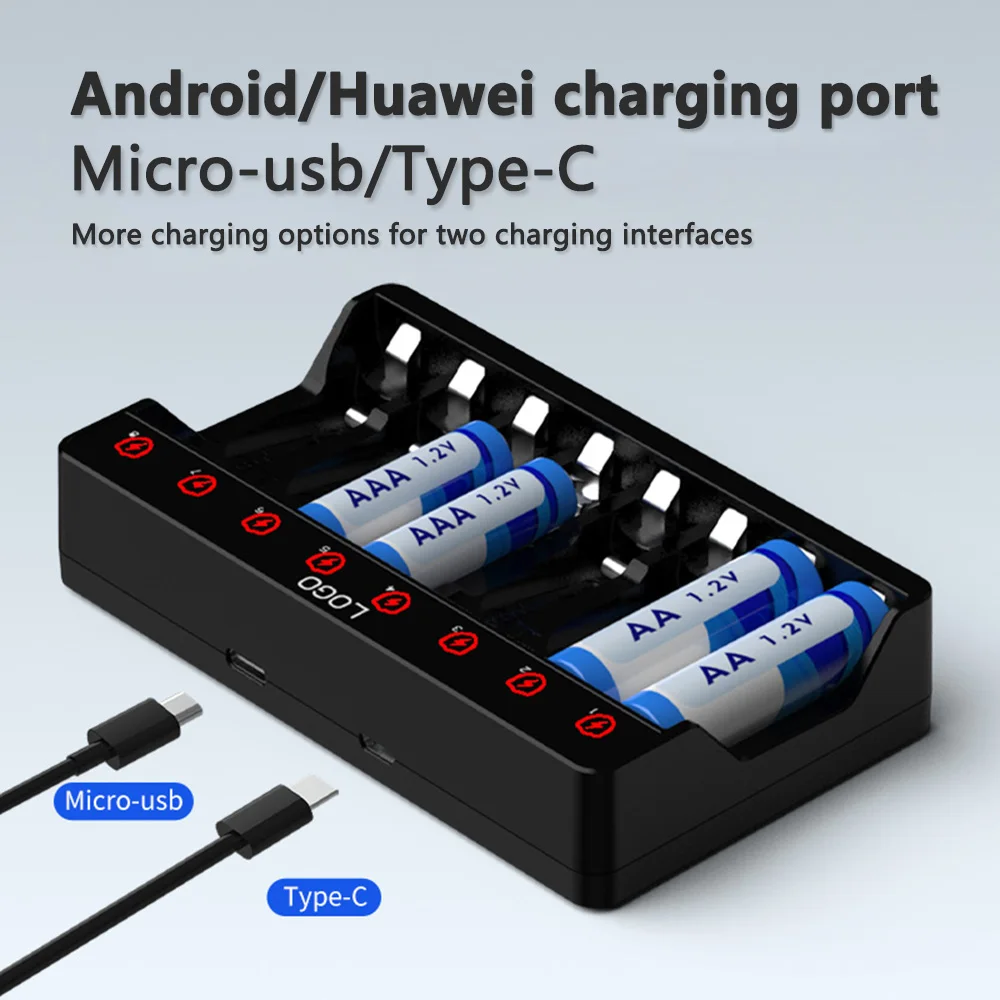 Chargeur de batterie au lithium intelligent aste, affichage LED, 1.5V, AA,  AAA, Nilaissée, 24.com, 8 emplacements