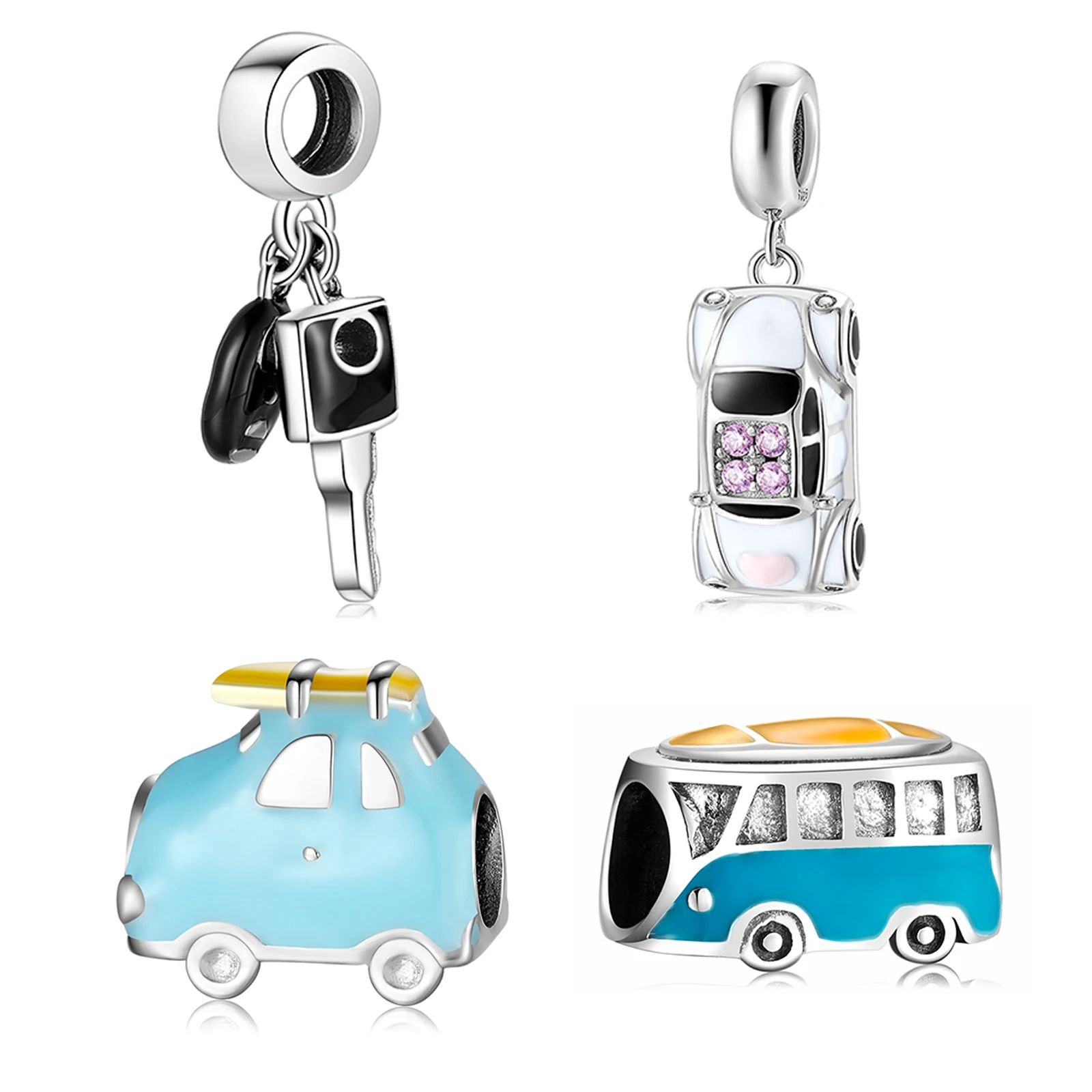 

Hot sale Car Keys Sterling Silver 925 Charms Pendant beads Fit JIUHAO bracelets for DIY jewelry making