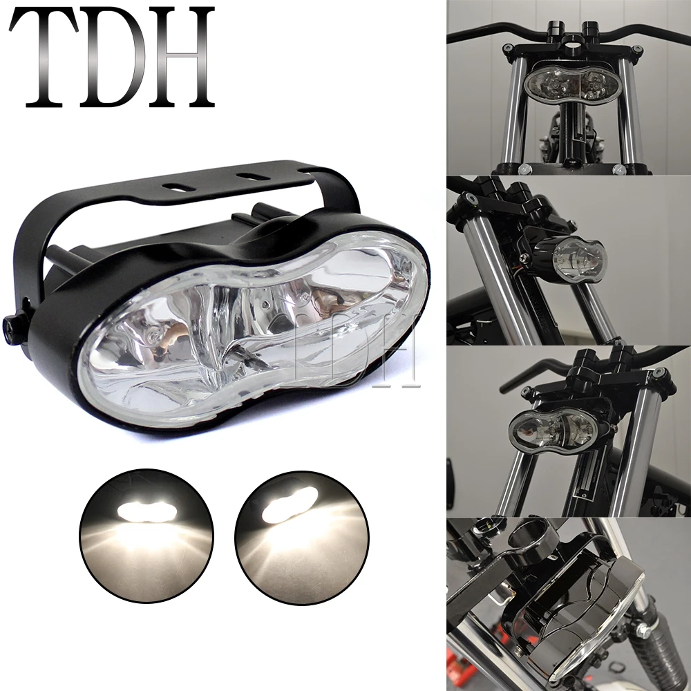 Retro Double Oval Twin Wave Headlight Project Faro Fox Eye Per Harley Bmw K100 Custom Chopper Ducati Kawasaki Cafe Racer