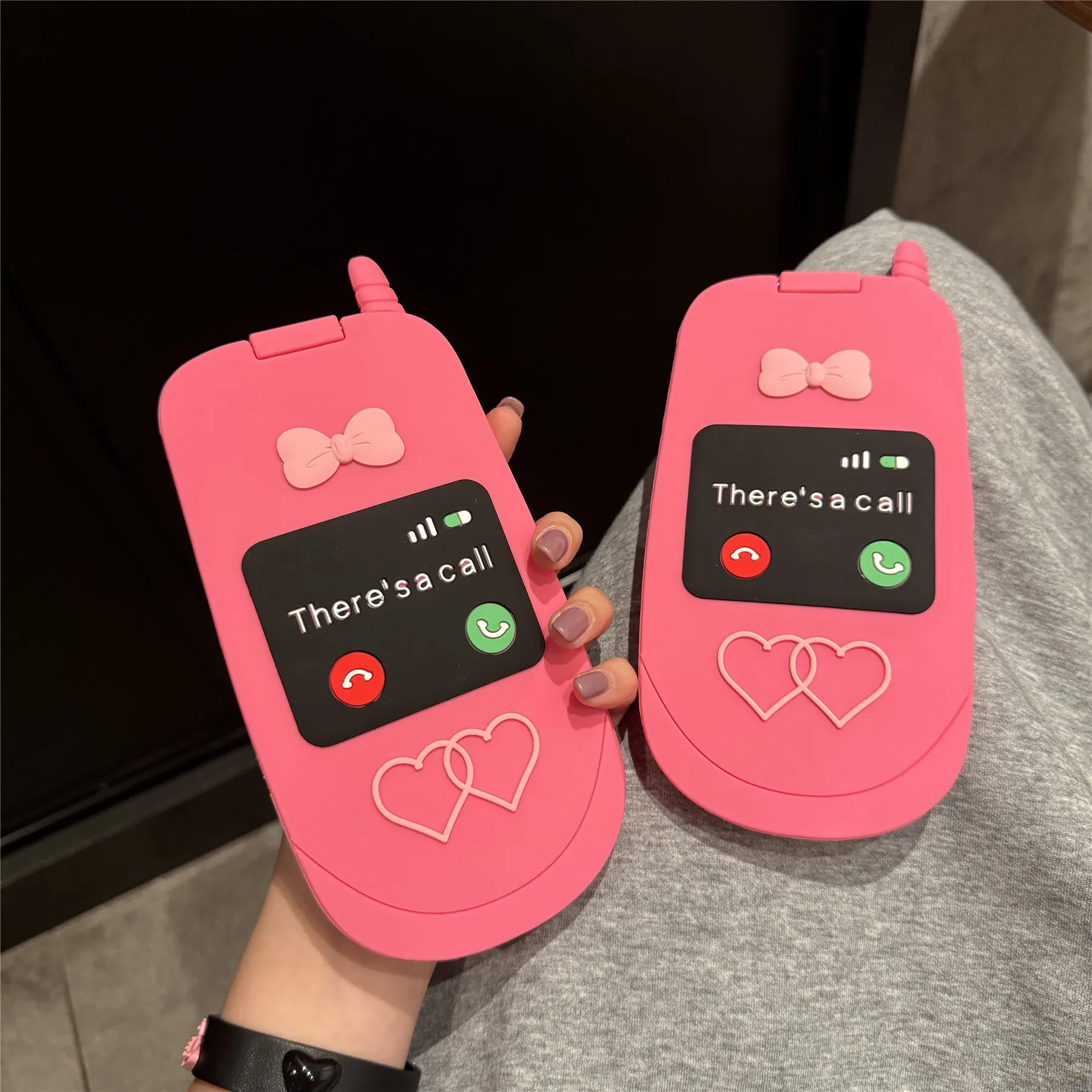 

Korean Cute Cartoon Soft Phone Shaped Rose Red Bow Heart Phone Case for iPhone 15 14 13 12 Pro Max 11 Silicone Back Cover