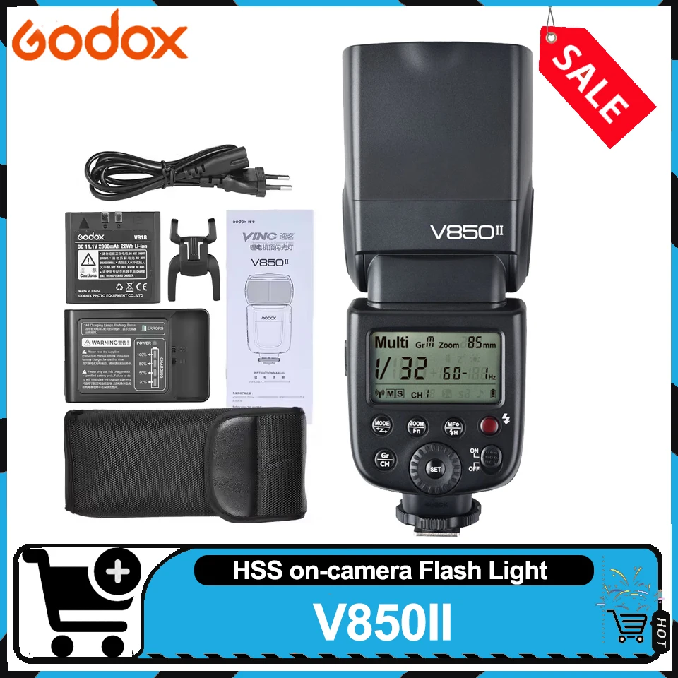 고독스 V850II 키트 GN60 2.4G 1/8000초 HSS 리튬이온 카메라 플래시..