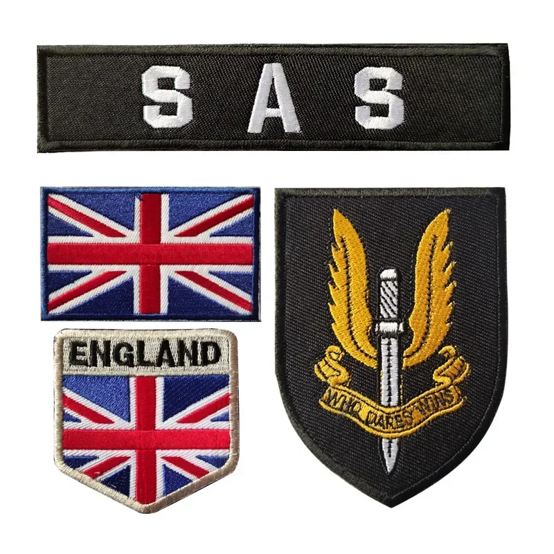 

England Flag Embroidered Arm-badge KSK GIS Military Hook Loop Patch SAS Strip Emblem Task Force 141 Tactical Clothing Stickers