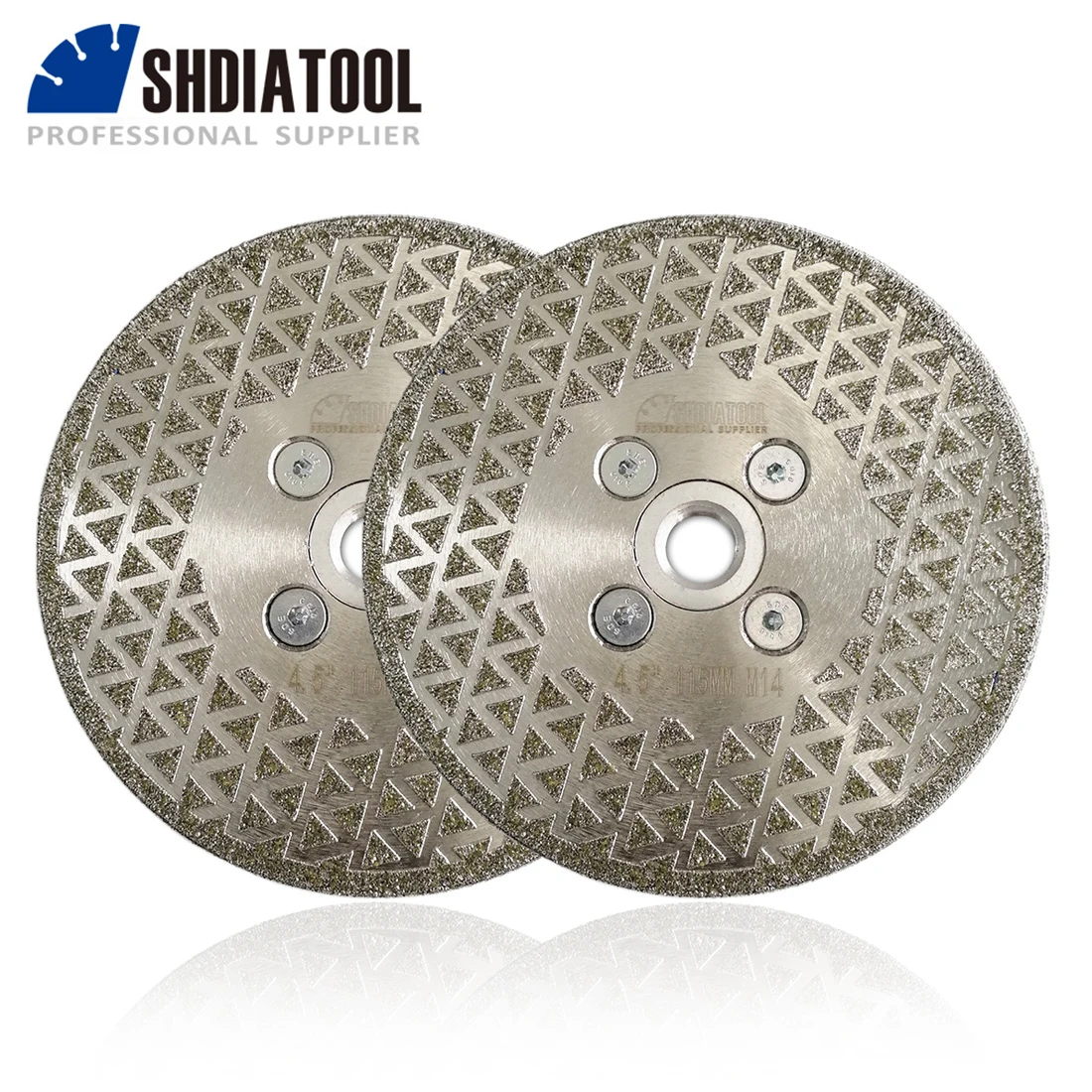 SHDIATOOL 2pcs 125mm M14 Flange Electroplated Diamond Cutting & Grinding Discs Stone Sawblade Both Side Coated Diamond Wheel