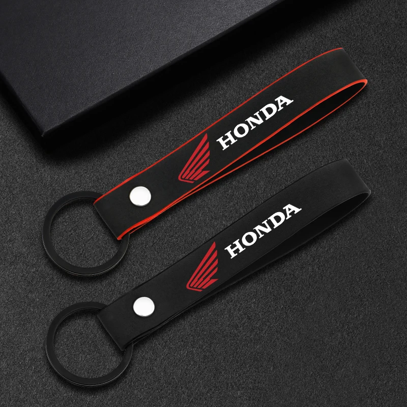 Motorcycle Keychain Suede Keyring with Tire Valve Caps Tyre Rim Stem Covers For Honda CB400 CB650F CBF CBR250RR CRF SH300 NC750